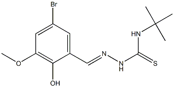 N1-(tert-butyl)-2-(5-bromo-2-hydroxy-3-methoxybenzylidene)hydrazine-1-carbothioamide 化学構造式