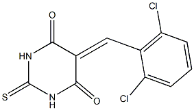 5-(2,6-dichlorobenzylidene)-2-thioxohexahydropyrimidine-4,6-dione Struktur