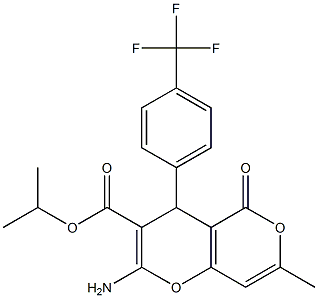 isopropyl 2-amino-7-methyl-5-oxo-4-[4-(trifluoromethyl)phenyl]-4H,5H-pyrano[4,3-b]pyran-3-carboxylate Structure