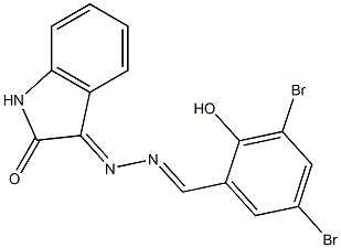 3-[2-(3,5-dibromo-2-hydroxybenzylidene)hydrazono]indolin-2-one 结构式