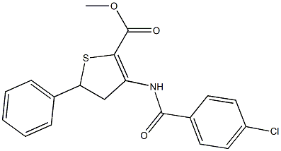methyl 3-[(4-chlorobenzoyl)amino]-5-phenyl-4,5-dihydrothiophene-2-carboxylate Struktur