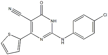 2-(4-chloroanilino)-6-oxo-4-(2-thienyl)-1,6-dihydropyrimidine-5-carbonitril e,,结构式