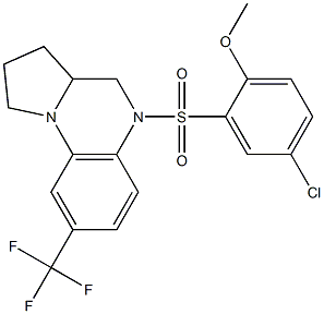 4-chloro-2-{[8-(trifluoromethyl)-2,3,3a,4-tetrahydropyrrolo[1,2-a]quinoxalin-5(1H)-yl]sulfonyl}phenyl methyl ether,,结构式