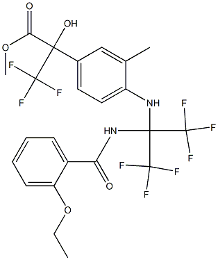 methyl 2-(4-{[1-[(2-ethoxybenzoyl)amino]-2,2,2-trifluoro-1-(trifluoromethyl)ethyl]amino}-3-methylphenyl)-3,3,3-trifluoro-2-hydroxypropanoate Structure