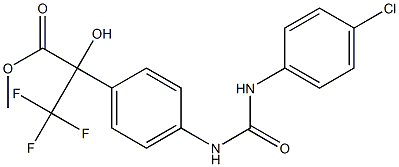 methyl 2-(4-{[(4-chloroanilino)carbonyl]amino}phenyl)-3,3,3-trifluoro-2-hydroxypropanoate Struktur