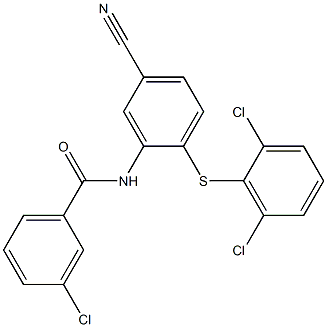 3-chloro-N-{5-cyano-2-[(2,6-dichlorophenyl)sulfanyl]phenyl}benzenecarboxamide Struktur