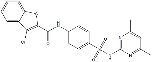 N2-(4-{[(4,6-dimethylpyrimidin-2-yl)amino]sulfonyl}phenyl)-3-chlorobenzo[b]thiophene-2-carboxamide Struktur