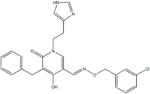 5-benzyl-4-hydroxy-1-[2-(1H-imidazol-4-yl)ethyl]-6-oxo-1,6-dihydro-3-pyridinecarbaldehyde O-(3-chlorobenzyl)oxime Structure