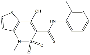 4-hydroxy-1-methyl-N-(2-methylphenyl)-2,2-dioxo-1,2-dihydro-2lambda~6~-thieno[3,2-c][1,2]thiazine-3-carbothioamide Struktur