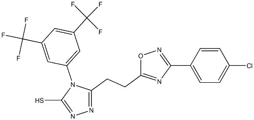 5-{2-[3-(4-chlorophenyl)-1,2,4-oxadiazol-5-yl]ethyl}-4-[3,5-di(trifluoromethyl)phenyl]-4H-1,2,4-triazole-3-thiol Struktur