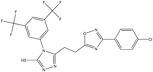 5-{2-[3-(4-chlorophenyl)-1,2,4-oxadiazol-5-yl]ethyl}-4-[3,5-di(trifluoromethyl)phenyl]-4H-1,2,4-triazole-3-thiol Structure