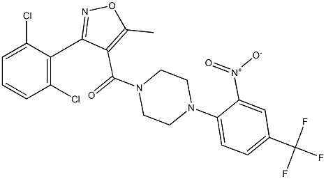 [3-(2,6-dichlorophenyl)-5-methylisoxazol-4-yl]{4-[2-nitro-4-(trifluoromethyl)phenyl]piperazino}methanone Structure