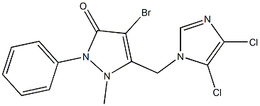 4-bromo-5-[(4,5-dichloro-1H-imidazol-1-yl)methyl]-1-methyl-2-phenyl-1,2-dihydro-3H-pyrazol-3-one,,结构式