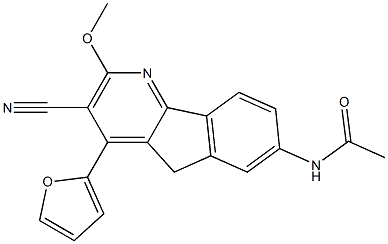 N1-[3-cyano-4-(2-furyl)-2-methoxy-5H-indeno[1,2-b]pyridin-7-yl]acetamide Struktur