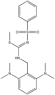 N1-[{[2,6-di(dimethylamino)benzyl]amino}(methylthio)methylidene]benzene-1-sulfonamide