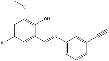 4-bromo-2-{[(3-eth-1-ynylphenyl)imino]methyl}-6-methoxyphenol 化学構造式