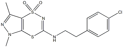 3-[(4-chlorophenethyl)amino]-5,7-dimethyl-1,5-dihydro-1lambda~6~-pyrazolo[3 ,4-e][1,4,2]dithiazine-1,1-dione Struktur