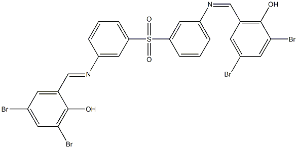 2,4-dibromo-6-({[3-({3-[(3,5-dibromo-2-hydroxybenzylidene)amino]phenyl}sulfonyl)phenyl]imino}methyl)phenol 结构式