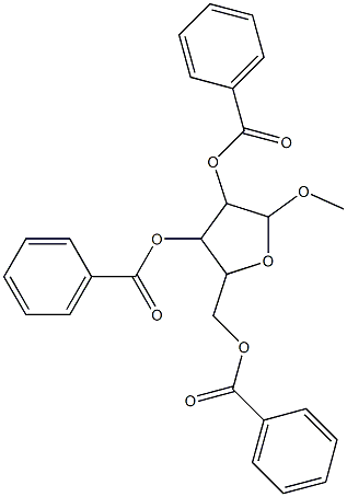 4-(benzoyloxy)-2-[(benzoyloxy)methyl]-5-methoxytetrahydrofuran-3-yl benzoate Struktur