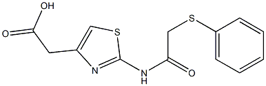 2-(2-{[2-(phenylthio)acetyl]amino}-1,3-thiazol-4-yl)acetic acid,,结构式