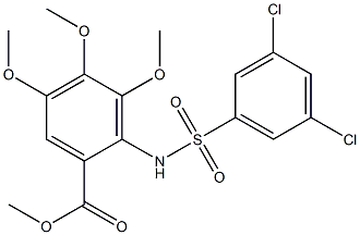 methyl 2-{[(3,5-dichlorophenyl)sulfonyl]amino}-3,4,5-trimethoxybenzoate,,结构式