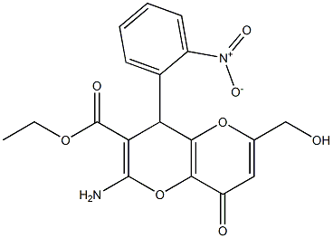 ethyl 2-amino-6-(hydroxymethyl)-4-(2-nitrophenyl)-8-oxo-4,8-dihydropyrano[3,2-b]pyran-3-carboxylate,,结构式