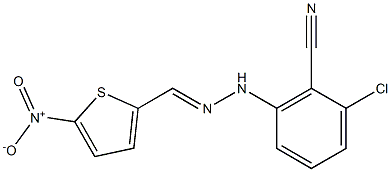 2-chloro-6-{2-[(5-nitro-2-thienyl)methylene]hydrazino}benzonitrile Struktur