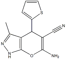 6-amino-3-methyl-4-(2-thienyl)-1,4-dihydropyrano[2,3-c]pyrazole-5-carbonitrile,,结构式