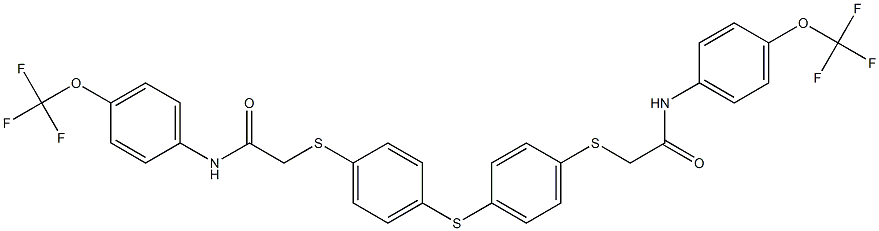 2-[(4-{[4-({2-oxo-2-[4-(trifluoromethoxy)anilino]ethyl}sulfanyl)phenyl]sulfanyl}phenyl)sulfanyl]-N-[4-(trifluoromethoxy)phenyl]acetamide Structure