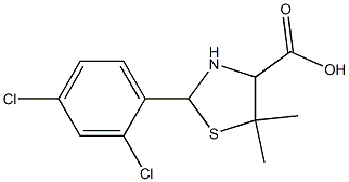 2-(2,4-dichlorophenyl)-5,5-dimethyl-1,3-thiazolane-4-carboxylic acid 化学構造式