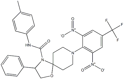 8-[2,6-dinitro-4-(trifluoromethyl)phenyl]-N-(4-methylphenyl)-3-phenyl-1-oxa-4,8-diazaspiro[4.5]decane-4-carboxamide