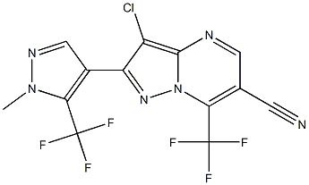 3-chloro-2-[1-methyl-5-(trifluoromethyl)-1H-pyrazol-4-yl]-7-(trifluoromethyl)pyrazolo[1,5-a]pyrimidine-6-carbonitrile,,结构式