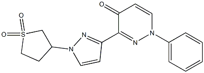 3-[3-(4-oxo-1-phenyl-1,4-dihydro-3-pyridazinyl)-1H-pyrazol-1-yl]tetrahydro-1H-1lambda~6~-thiophene-1,1-dione,,结构式