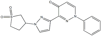 3-[3-(4-oxo-1-phenyl-1,4-dihydro-3-pyridazinyl)-1H-pyrazol-1-yl]tetrahydro-1H-1lambda~6~-thiophene-1,1-dione 化学構造式