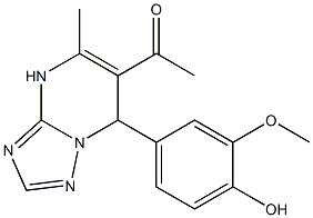 1-[7-(4-hydroxy-3-methoxyphenyl)-5-methyl-4,7-dihydro[1,2,4]triazolo[1,5-a]pyrimidin-6-yl]-1-ethanone 化学構造式