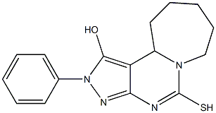 5-Mercapto-2-phenyl-2,6,7,8,9,10-hexahydro-2,3,4,5a-tetraaza-cyclohepta[e]inden-1-ol,,结构式