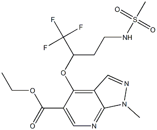 ethyl 1-methyl-4-[3-[(methylsulfonyl)amino]-1-(trifluoromethyl)propoxy]-1H-pyrazolo[3,4-b]pyridine-5-carboxylate Structure