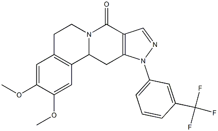 2,3-dimethoxy-11-[3-(trifluoromethyl)phenyl]-5,11,12,12a-tetrahydropyrazolo[3',4':4,5]pyrido[2,1-a]isoquinolin-8(6H)-one 化学構造式