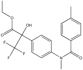 ethyl 3,3,3-trifluoro-2-hydroxy-2-{4-[methyl(4-methylbenzoyl)amino]phenyl}propanoate 化学構造式