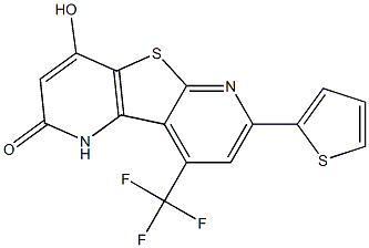 4-hydroxy-7-(2-thienyl)-9-(trifluoromethyl)pyrido[2',3':4,5]thieno[2,3-b]pyridin-2(1H)-one Structure