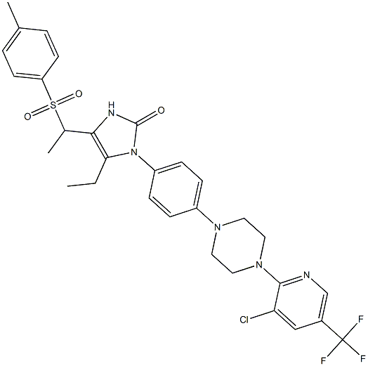  1-(4-{4-[3-chloro-5-(trifluoromethyl)-2-pyridinyl]piperazino}phenyl)-5-ethyl-4-{1-[(4-methylphenyl)sulfonyl]ethyl}-1,3-dihydro-2H-imidazol-2-one