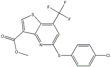 methyl 5-[(4-chlorophenyl)thio]-7-(trifluoromethyl)thieno[3,2-b]pyridine-3-carboxylate Struktur
