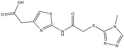 2-[2-({2-[(4-methyl-4H-1,2,4-triazol-3-yl)thio]acetyl}amino)-1,3-thiazol-4-yl]acetic acid,,结构式