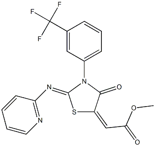 methyl 2-{4-oxo-2-(2-pyridylimino)-3-[3-(trifluoromethyl)phenyl]-1,3-thiazolan-5-yliden}acetate Structure