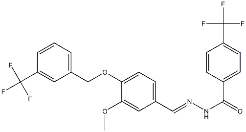 N'-[(E)-(3-methoxy-4-{[3-(trifluoromethyl)benzyl]oxy}phenyl)methylidene]-4-(trifluoromethyl)benzenecarbohydrazide Struktur