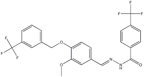 N'-[(E)-(3-methoxy-4-{[3-(trifluoromethyl)benzyl]oxy}phenyl)methylidene]-4-(trifluoromethyl)benzenecarbohydrazide 化学構造式