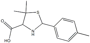 5,5-dimethyl-2-(4-methylphenyl)-1,3-thiazolane-4-carboxylic acid,,结构式