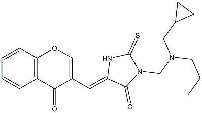 3-{[(cyclopropylmethyl)(propyl)amino]methyl}-5-[(4-oxo-4H-chromen-3-yl)methylene]-2-thioxotetrahydro-4H-imidazol-4-one,,结构式