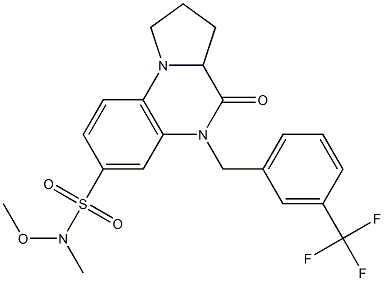 N-methoxy-N-methyl-4-oxo-5-[3-(trifluoromethyl)benzyl]-1,2,3,3a,4,5-hexahydropyrrolo[1,2-a]quinoxaline-7-sulfonamide Structure