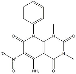 5-amino-1,3-dimethyl-6-nitro-8-phenyl-1,2,3,4,7,8-hexahydropyrido[2,3-d]pyrimidine-2,4,7-trione Structure